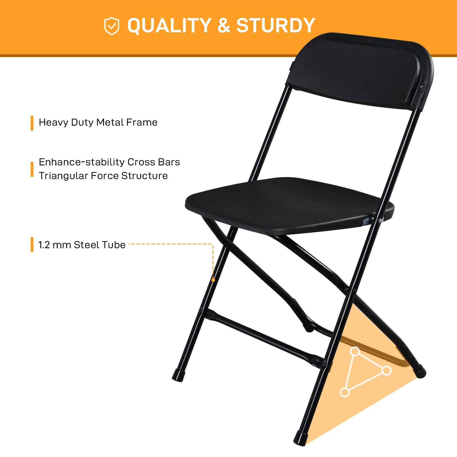HAOYYE 6pcs Injection Molding Classic Garden Plastic Folding Chairs, Sturdy and Lightweight, Black, Easy to Store and Transport, Perfect for Outdoor and Indoor Use