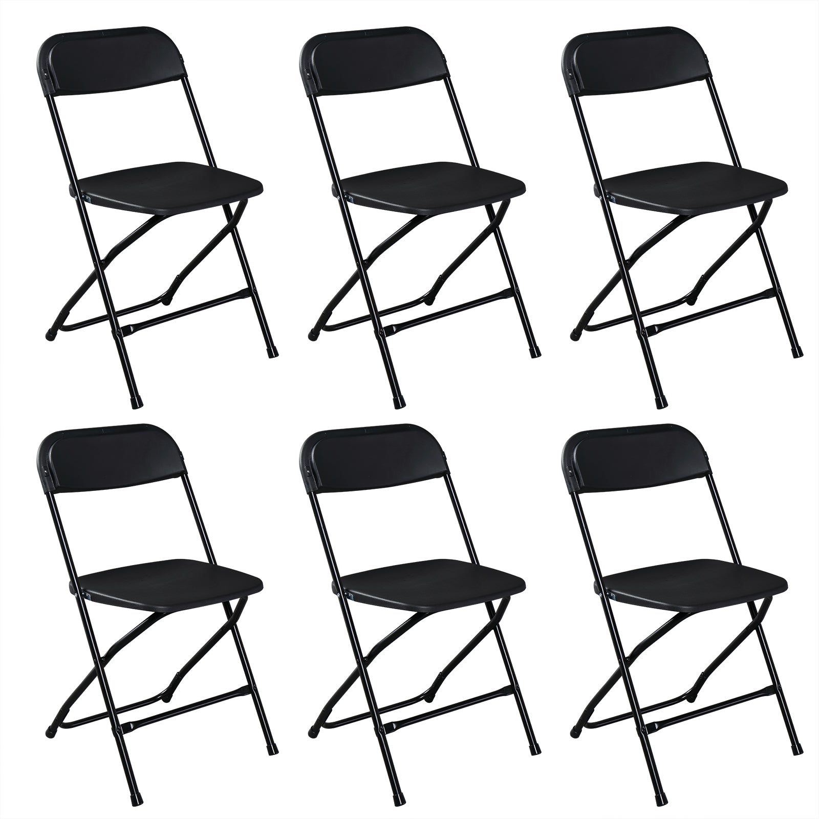 HAOYYE 6pcs Injection Molding Classic Garden Plastic Folding Chairs, Sturdy and Lightweight, Black, Easy to Store and Transport, Perfect for Outdoor and Indoor Use