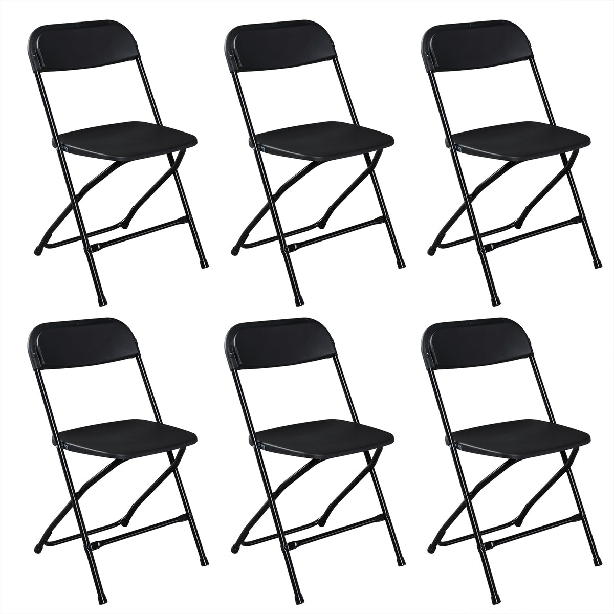 HAOYYE 6pcs Injection Molding Classic Garden Plastic Folding Chairs, Sturdy and Lightweight, Black, Easy to Store and Transport, Perfect for Outdoor and Indoor Use