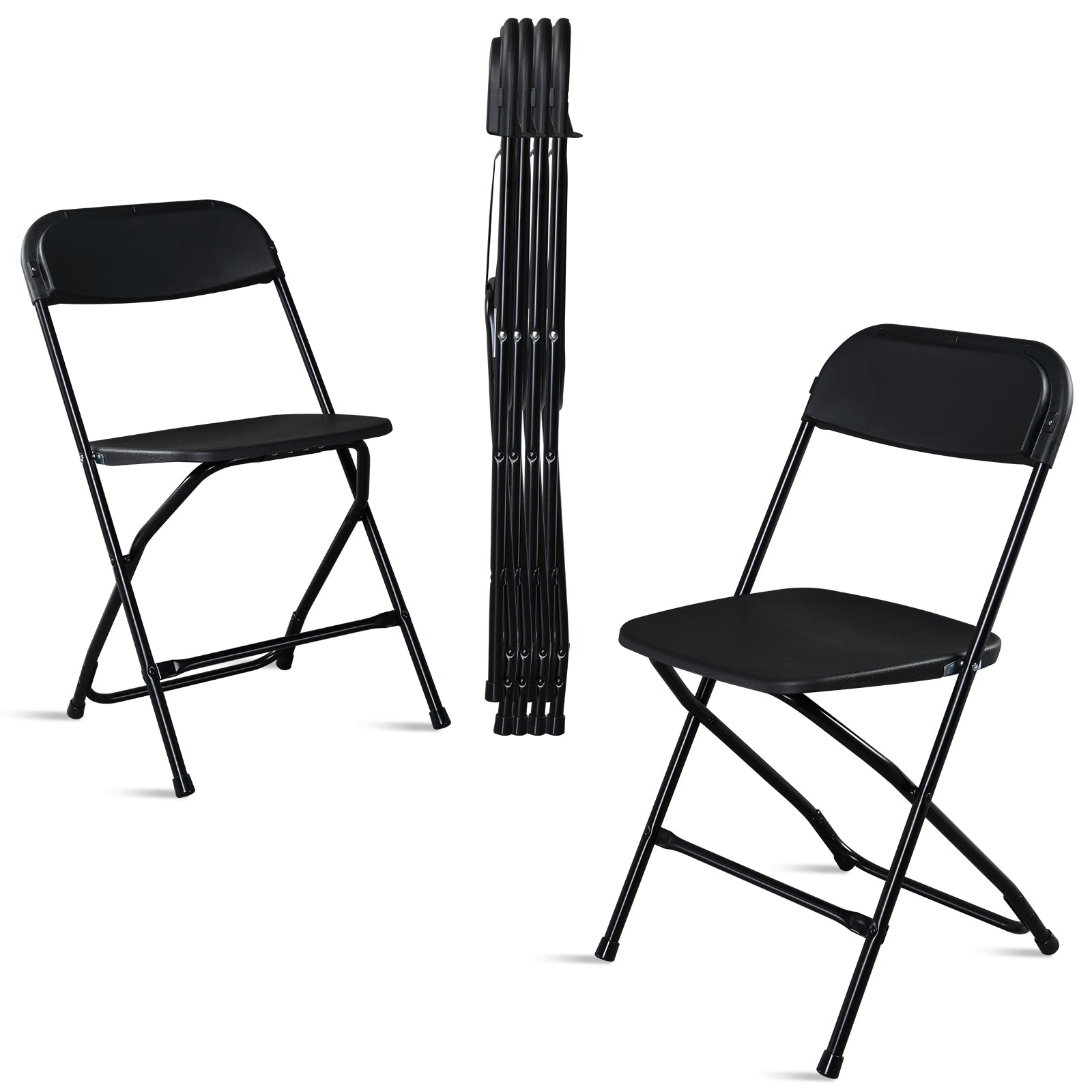HAOYYE 6pcs Injection Molding Classic Garden Plastic Folding Chairs, Sturdy and Lightweight, Black, Easy to Store and Transport, Perfect for Outdoor and Indoor Use