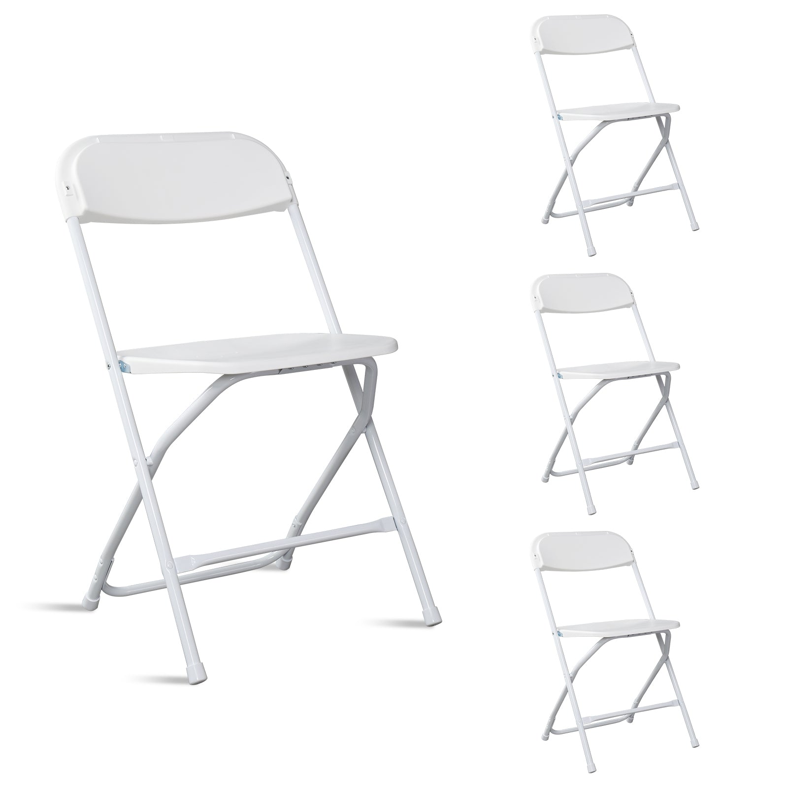 HAOYYE 4pcs Injection Molding Classic Garden Plastic Folding Chairs, Sturdy and Lightweight, Black, Easy to Store and Transport, Perfect for Outdoor and Indoor Use
