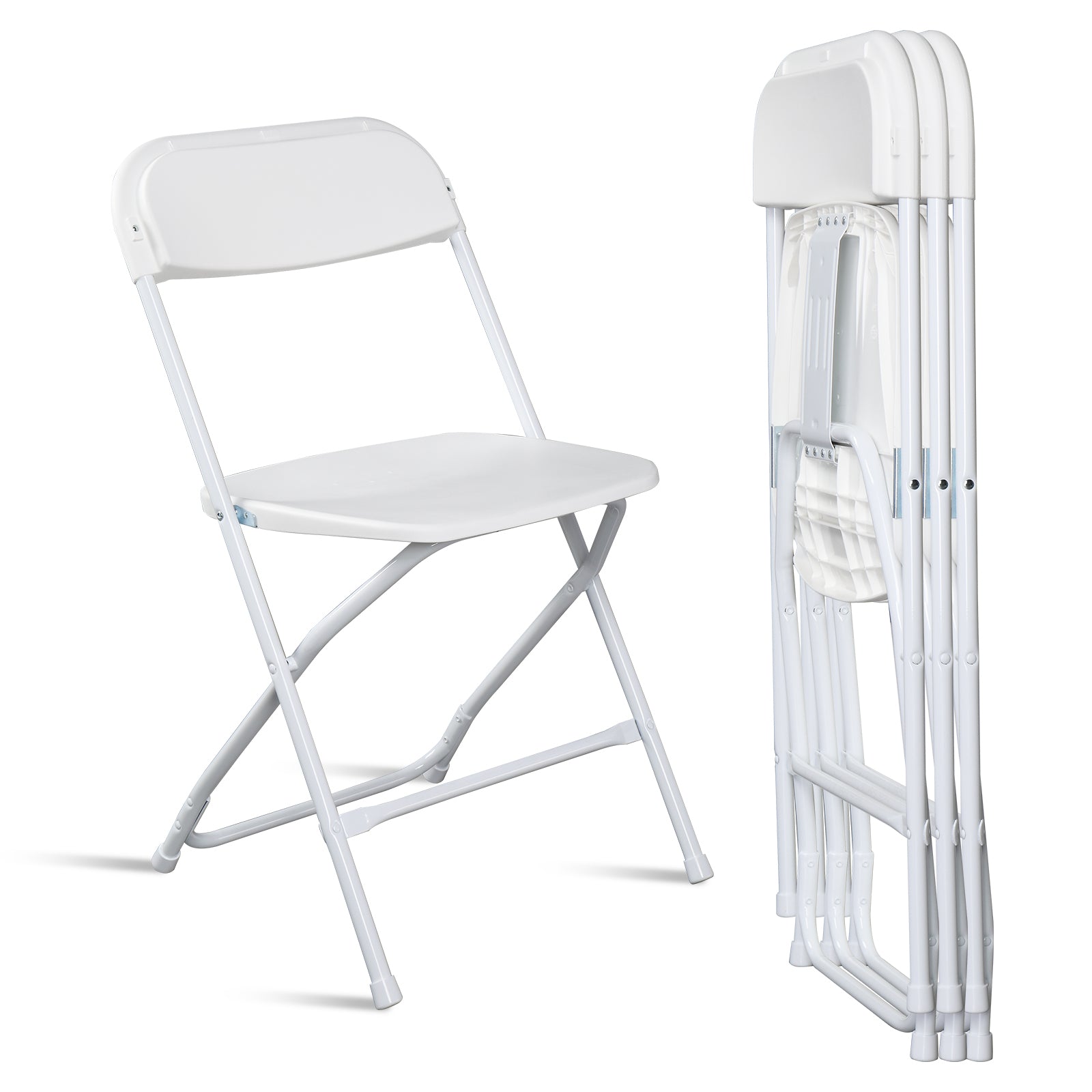 HAOYYE 4pcs Injection Molding Classic Garden Plastic Folding Chairs, Sturdy and Lightweight, Black, Easy to Store and Transport, Perfect for Outdoor and Indoor Use