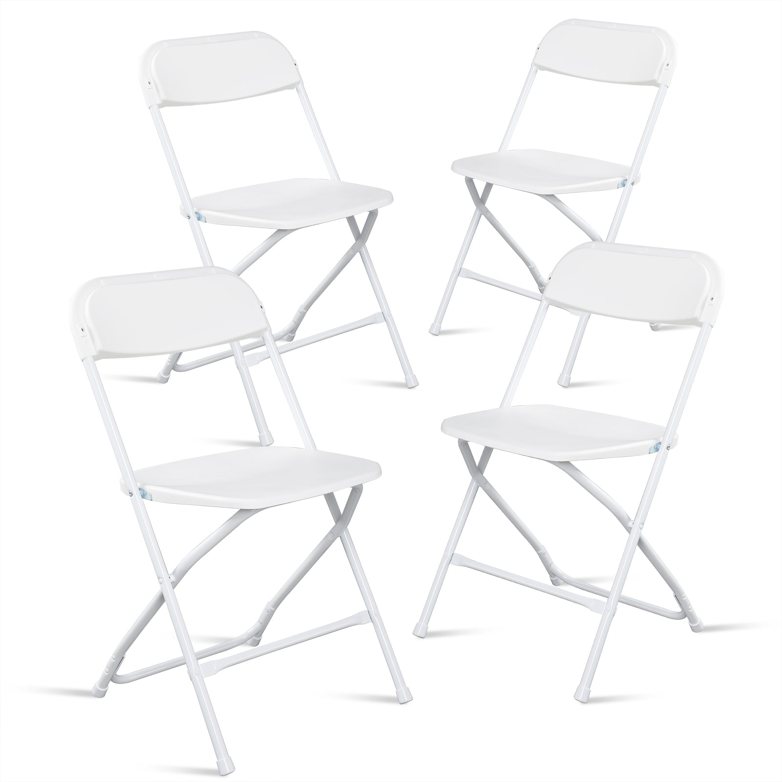 HAOYYE 4pcs Injection Molding Classic Garden Plastic Folding Chairs, Sturdy and Lightweight, Black, Easy to Store and Transport, Perfect for Outdoor and Indoor Use