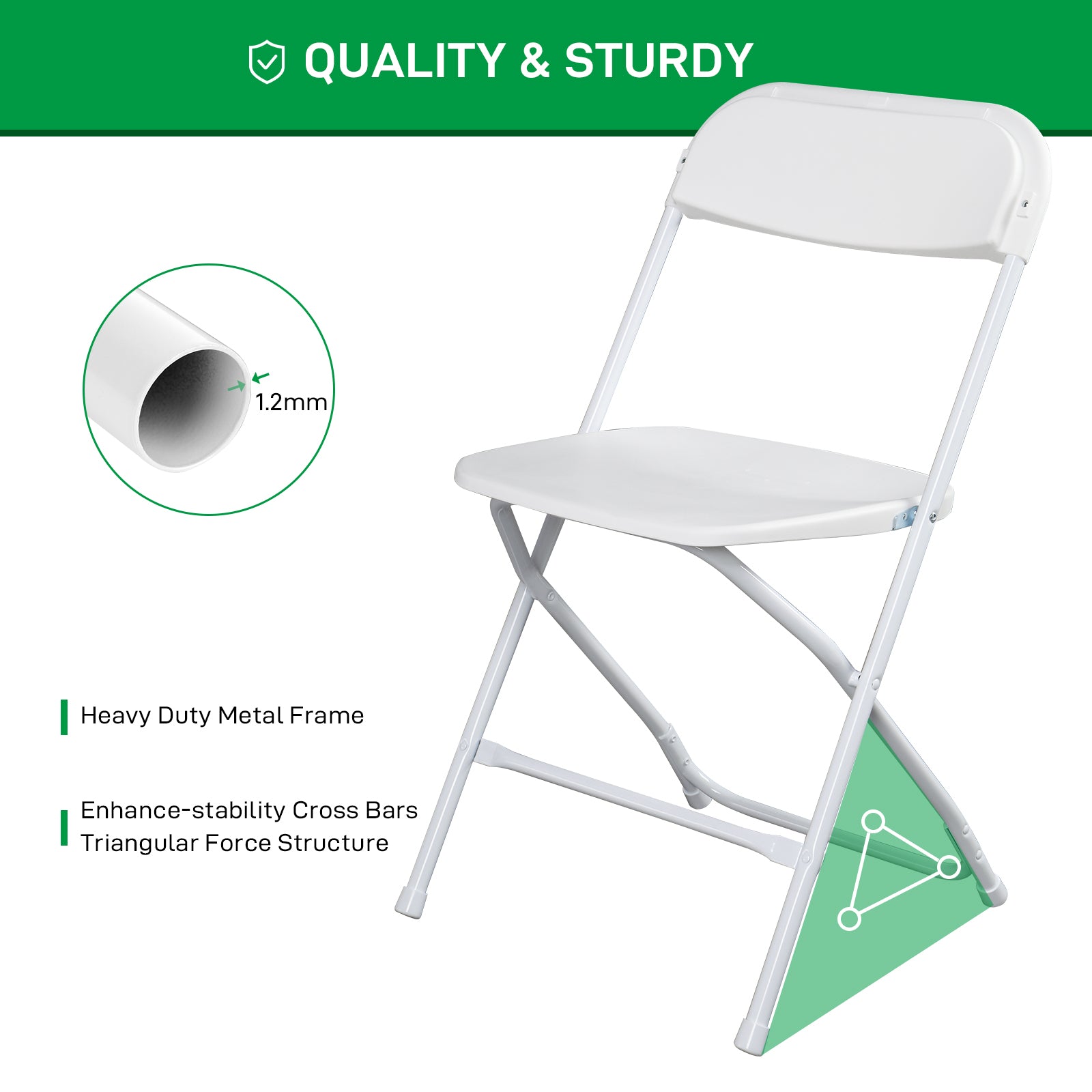 HAOYYE 4pcs Injection Molding Classic Garden Plastic Folding Chairs, Sturdy and Lightweight, Black, Easy to Store and Transport, Perfect for Outdoor and Indoor Use