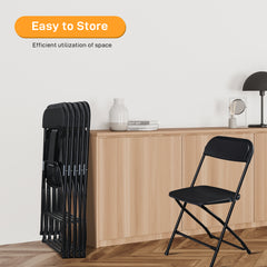 HAOYYE 4pcs Injection Molding Classic Garden Plastic Folding Chairs, Sturdy and Lightweight, Black, Easy to Store and Transport, Perfect for Outdoor and Indoor Use