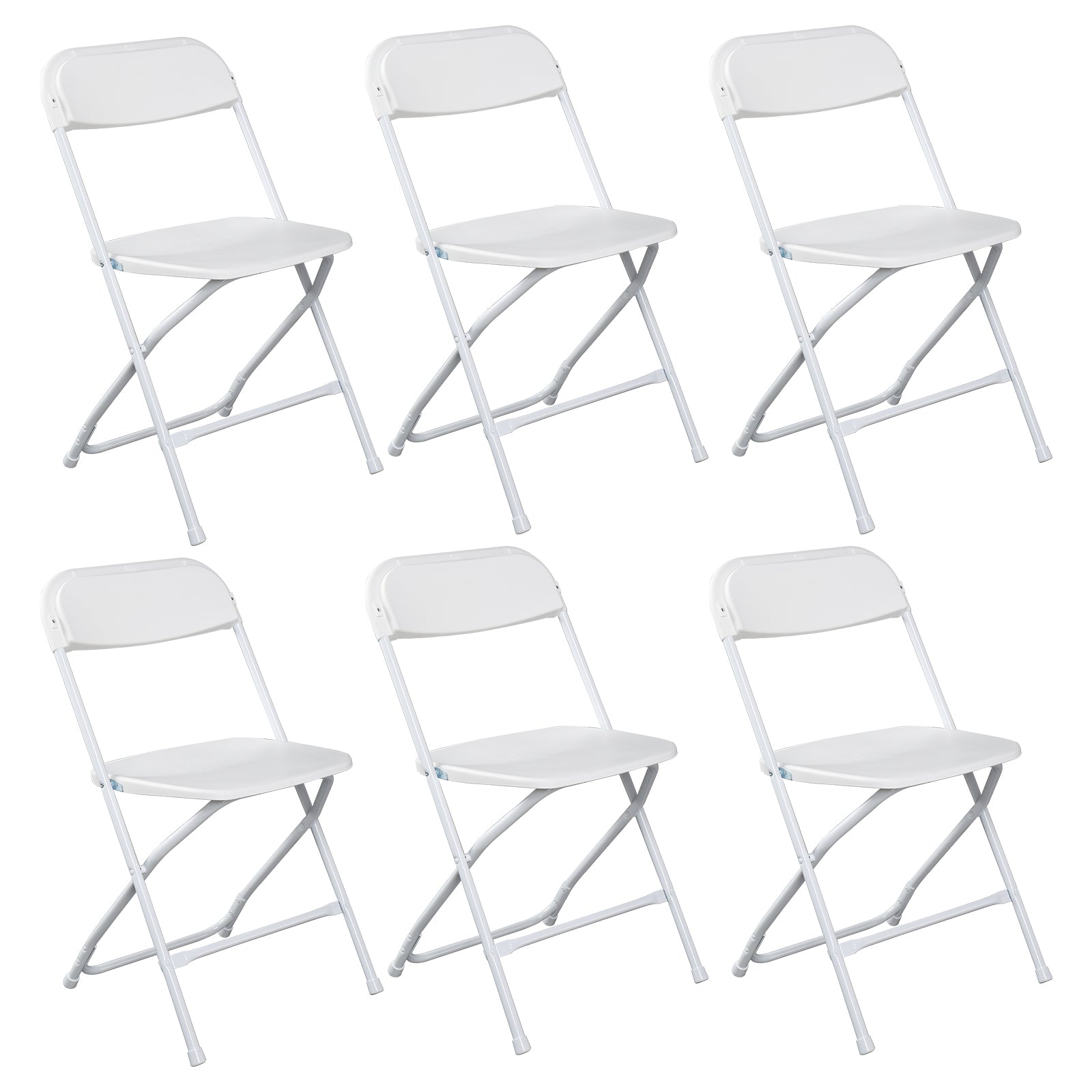 HAOYYE 6pcs Injection Molding Classic Garden Plastic Folding Chairs, White, Durable and Lightweight Outdoor Folding Chairs for Patio, Garden, Events, Easy to Store and Transport, Ideal for Parties and Gatherings