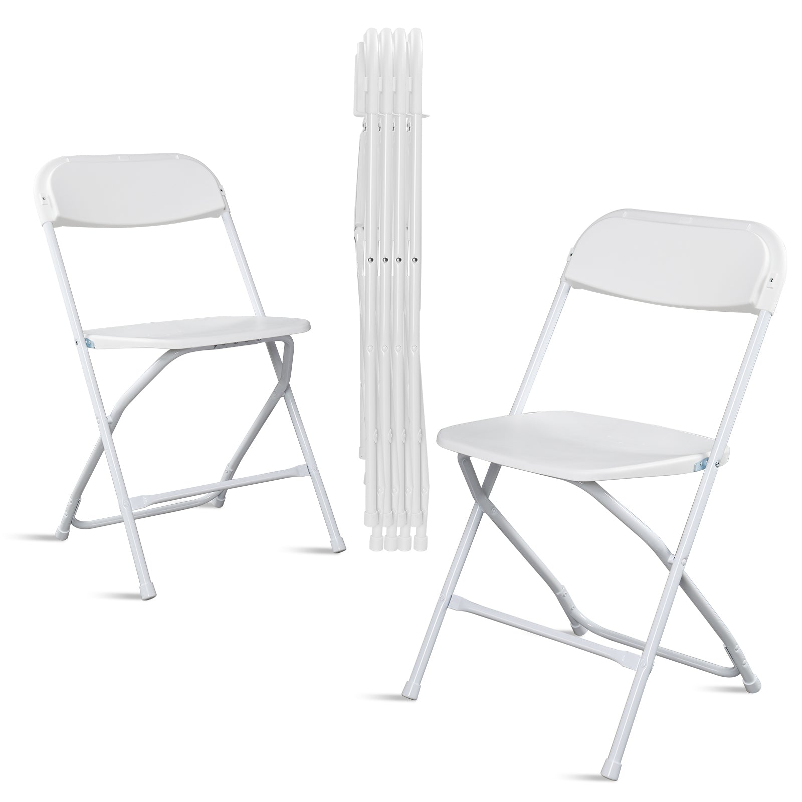 HAOYYE 6pcs Injection Molding Classic Garden Plastic Folding Chairs, White, Durable and Lightweight Outdoor Folding Chairs for Patio, Garden, Events, Easy to Store and Transport, Ideal for Parties and Gatherings