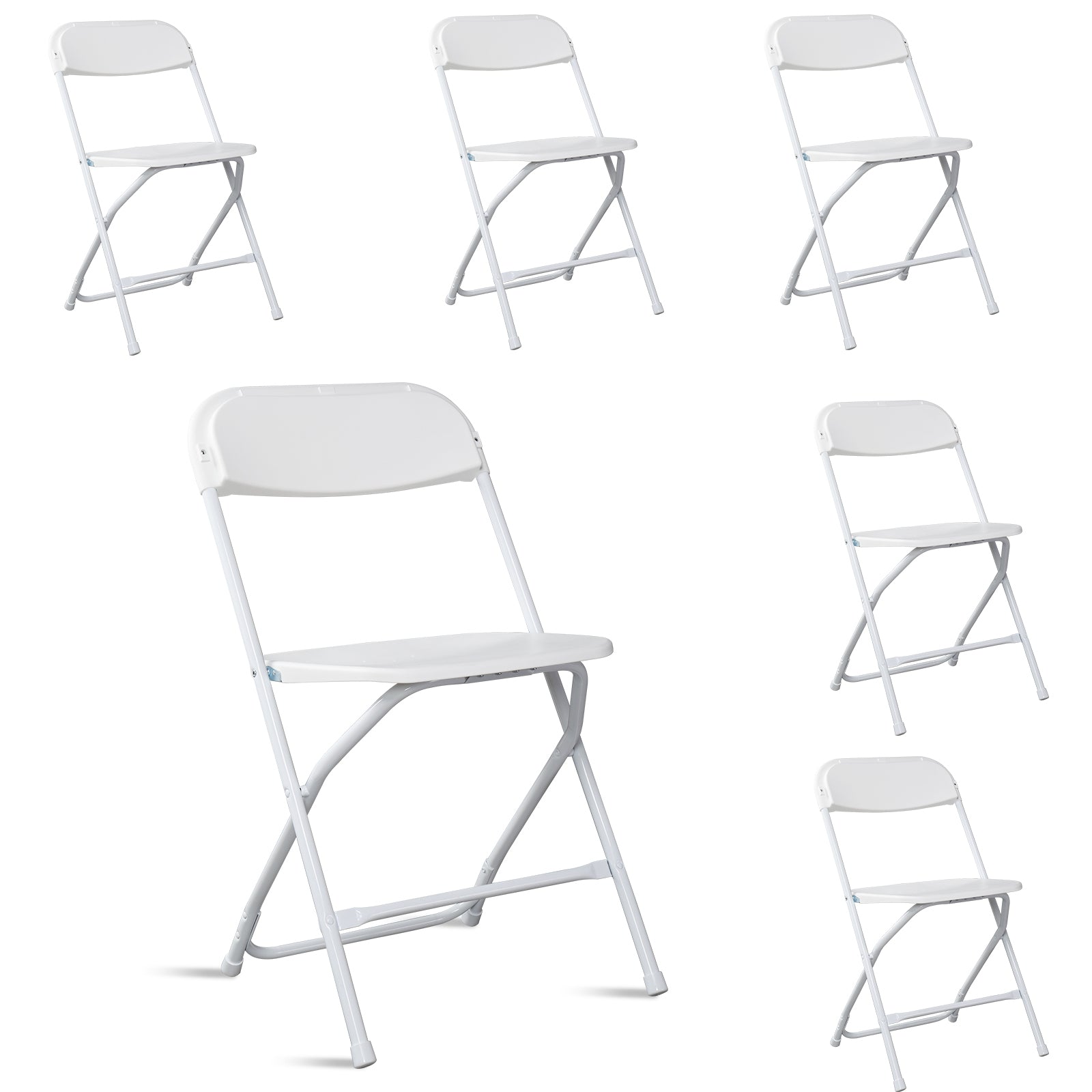 HAOYYE 6pcs Injection Molding Classic Garden Plastic Folding Chairs, White, Durable and Lightweight Outdoor Folding Chairs for Patio, Garden, Events, Easy to Store and Transport, Ideal for Parties and Gatherings