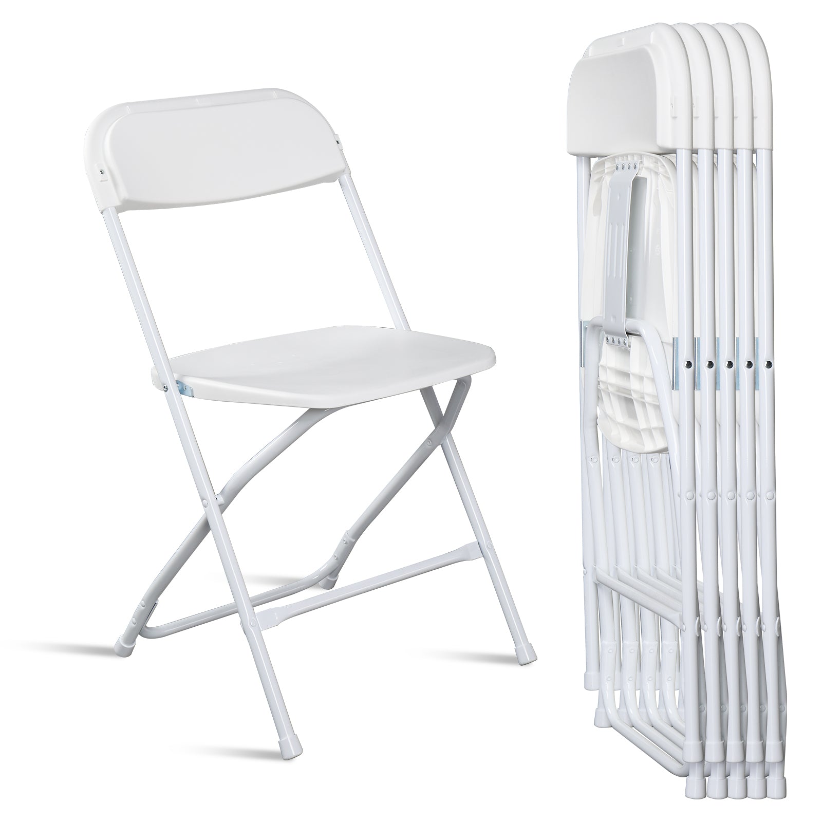 HAOYYE 6pcs Injection Molding Classic Garden Plastic Folding Chairs, White, Durable and Lightweight Outdoor Folding Chairs for Patio, Garden, Events, Easy to Store and Transport, Ideal for Parties and Gatherings