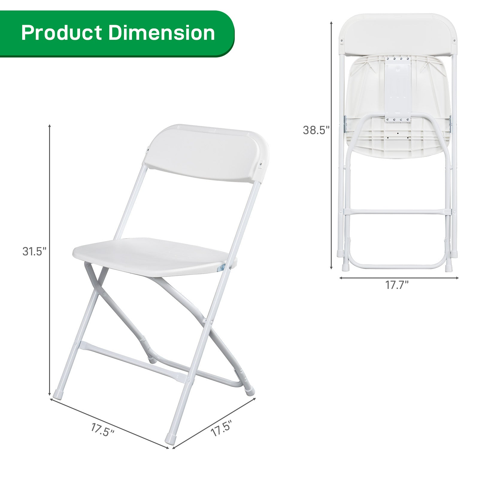HAOYYE 4pcs Injection Molding Classic Garden Plastic Folding Chairs, Sturdy and Lightweight, Black, Easy to Store and Transport, Perfect for Outdoor and Indoor Use