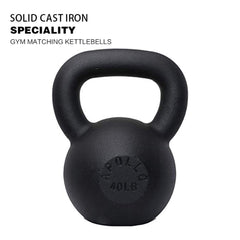 HAOYYE Solid Cast Iron Kettlebell 40LBS Durable Strength Training Weight with Matte Powder Coating Flat Bottom Non Slip Handle Ideal for Swings Squats Deadlifts and Full Body Workout