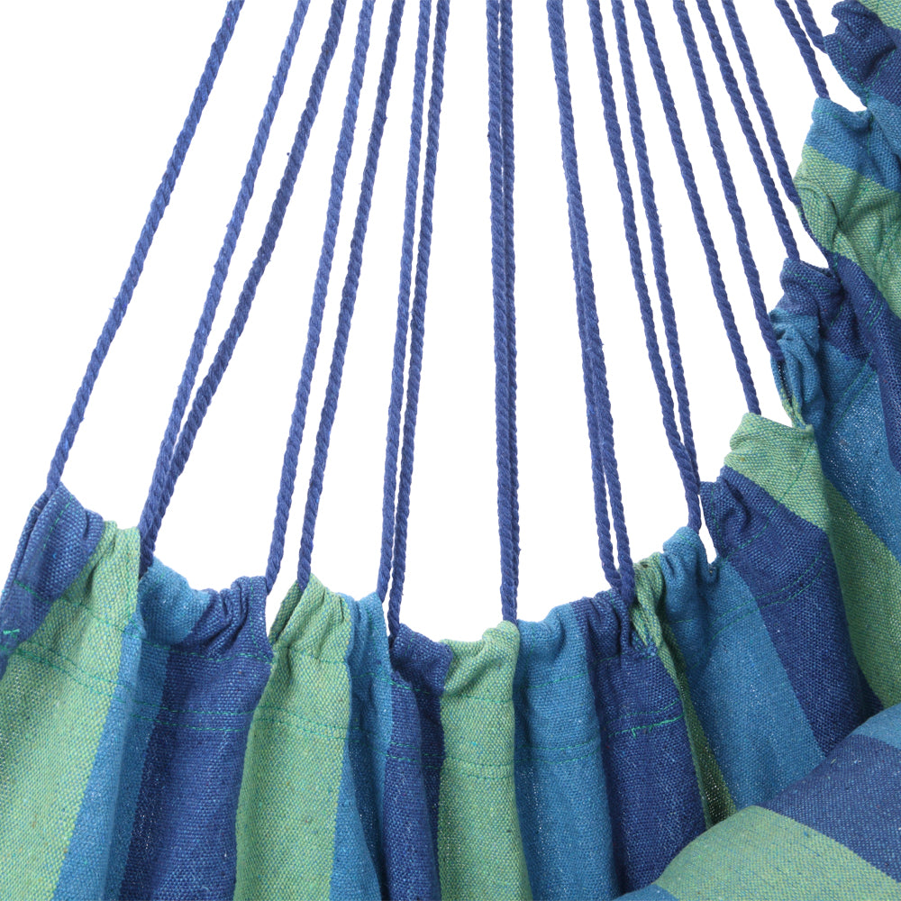 HAOYYE Distinctive Cotton Canvas Hanging Rope Chair with 2 Pillows  Comfortable Indoor Outdoor Hammock Chair for Porch Patio Balcony Bedroom Lounge Decor 250lb Capacity