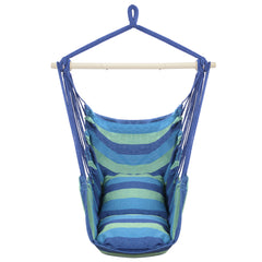 HAOYYE Distinctive Cotton Canvas Hanging Rope Chair with 2 Pillows  Comfortable Indoor Outdoor Hammock Chair for Porch Patio Balcony Bedroom Lounge Decor 250lb Capacity