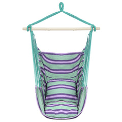 Haoyye Distinctive Cotton Canvas Hanging Rope Chair with Soft Pillows Comfortable Hammock Style Swing Seat for Indoor Outdoor Use Ideal for Porch Patio Balcony Garden Lounge and Relaxation Furniture