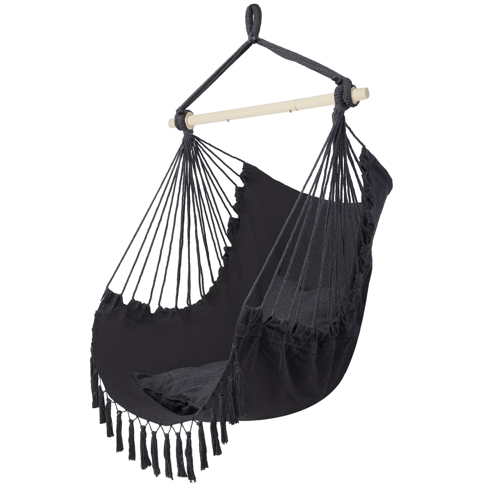 HAOYYE Pillow Tassel Hanging Chair, Comfortable Outdoor Swing Hammock with Cushions, Lightweight Portable Air Chair for Backyard Patio Porch Garden Camping Relaxation