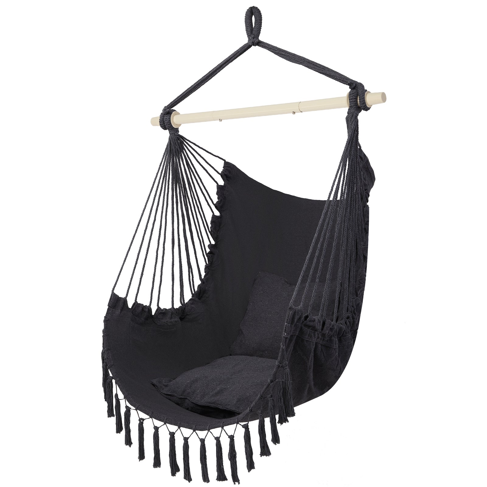 HAOYYE Pillow Tassel Hanging Chair, Comfortable Outdoor Swing Hammock with Cushions, Lightweight Portable Air Chair for Backyard Patio Porch Garden Camping Relaxation