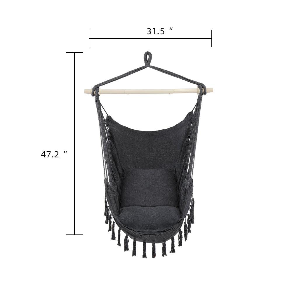 HAOYYE Pillow Tassel Hanging Chair, Comfortable Outdoor Swing Hammock with Cushions, Lightweight Portable Air Chair for Backyard Patio Porch Garden Camping Relaxation