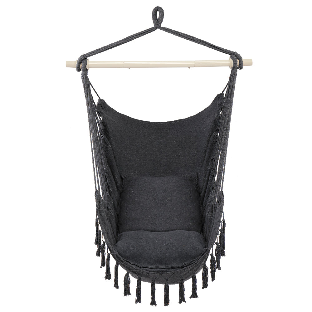 HAOYYE Pillow Tassel Hanging Chair, Comfortable Outdoor Swing Hammock with Cushions, Lightweight Portable Air Chair for Backyard Patio Porch Garden Camping Relaxation