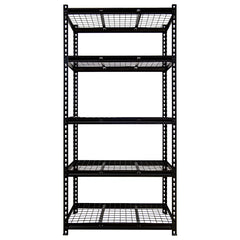 HAOYYE 5-Tier Adjustable Metal Shelving Unit, Heavy Duty Storage Rack for Garage, Basement, Warehouse, Workshop, Kitchen, and More, Durable Industrial Utility Shelf with Sturdy Frame and Adjustable Shelves, Black