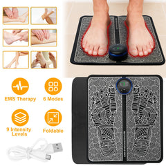 HAOYYE EMS Foot Massage Pad Electric Stimulator Massager Rechargeable Muscle Pain Relief Foot And Leg Massager With 6 Modes And 9 Intensity Levels For Blood Circulation Relaxation And Leg Reshaping