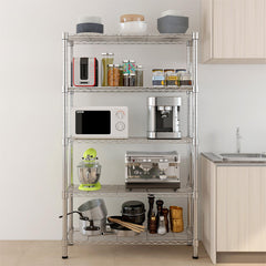 HAOYYE 5-Layer Chrome Plated Iron Shelf – Durable Chrome Storage Rack For Kitchen, Tools, Makeup, And More, Modern Stylish Design, Premium Quality.
