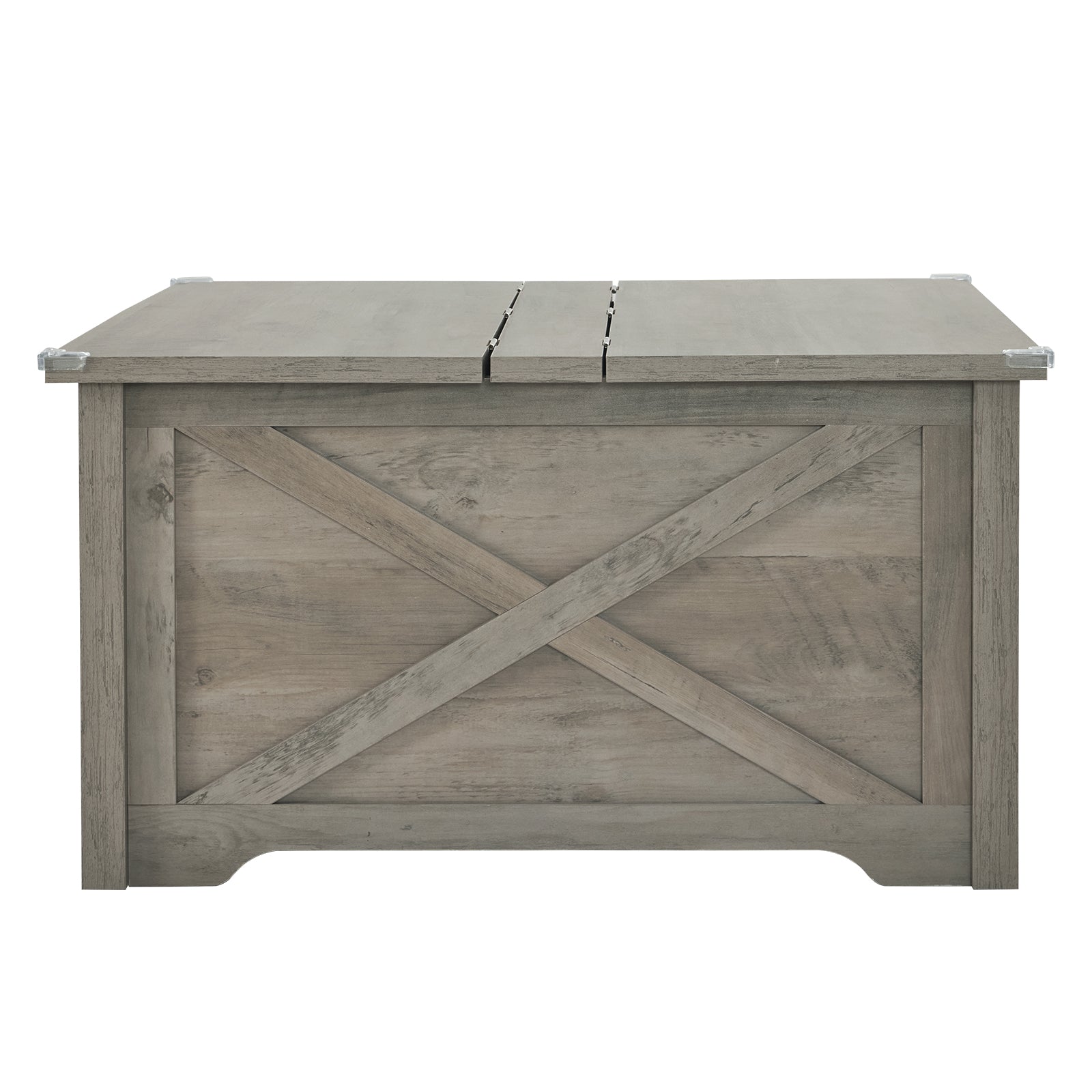 HAOYYE Farmhouse Coffee Table, Square Wood Center Table with Large Hidden Storage Compartment, Hinged Lift Top Rustic Cocktail Table for Living Room, Home, Rustic Gray Soft Cozy Warm Flannel, Multi-Functional Storage Solution