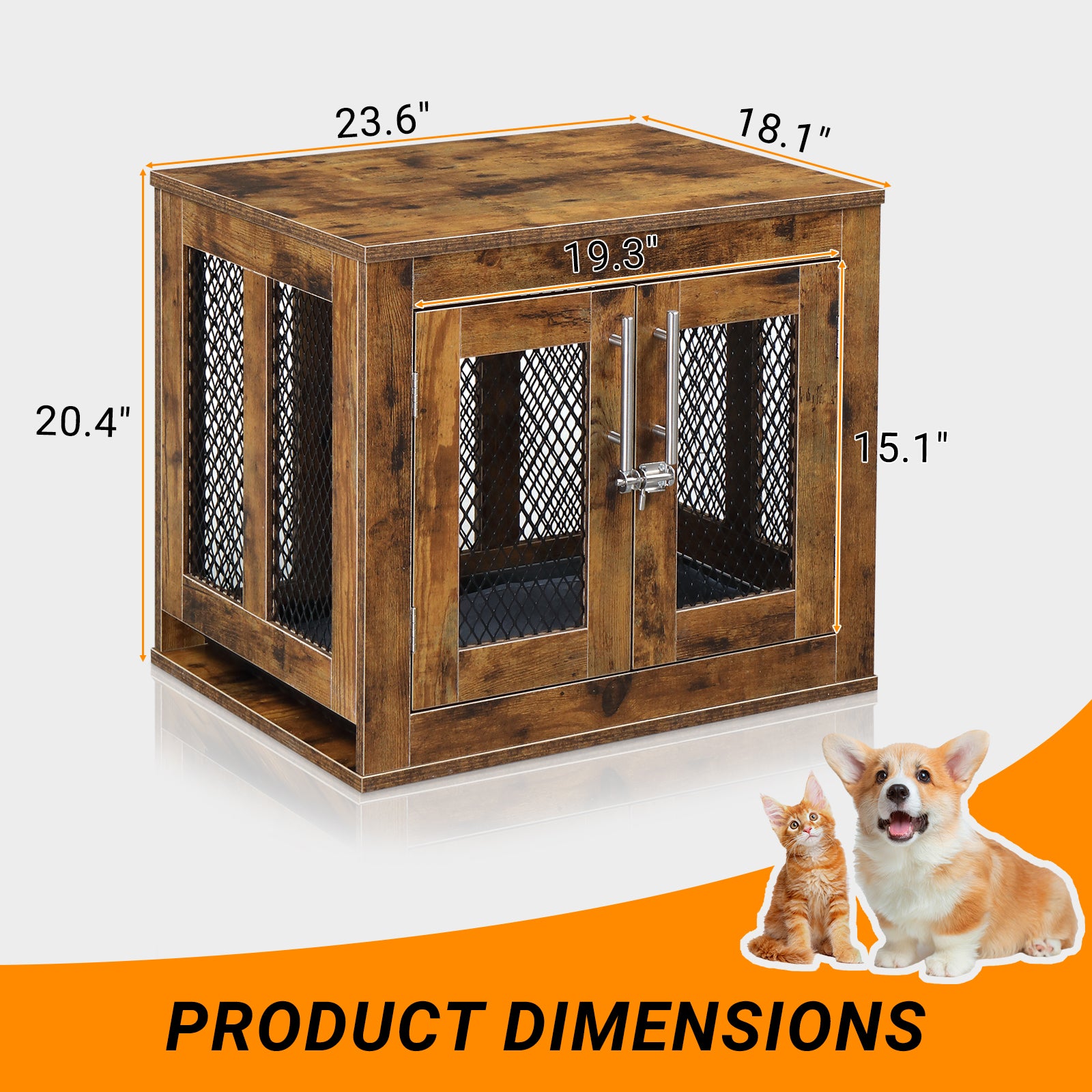 HAOYYE Furniture Dog Crate with Tray for Small Dogs, Indoor Decorative Pet House, Puppy Kennel with Door, Rustic Brown Wood End Table Nightstand, Modern Aesthetic Dog Cage, Stylish and Cute, Ideal for Dogs, Cats, and Small Pets