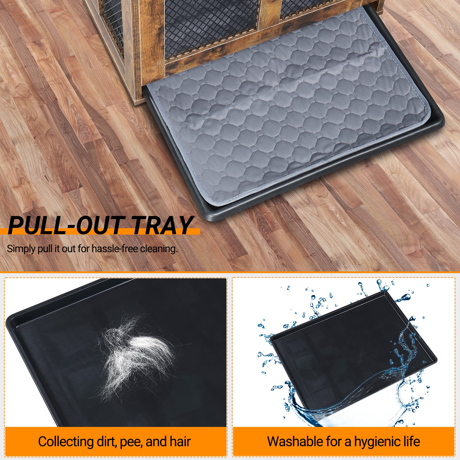 HAOYYE Furniture Dog Crate with Tray for Small Dogs, Indoor Decorative Pet House, Puppy Kennel with Door, Rustic Brown Wood End Table Nightstand, Modern Aesthetic Dog Cage, Stylish and Cute, Ideal for Dogs, Cats, and Small Pets