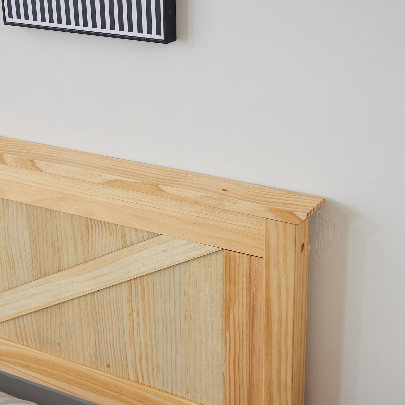 HAOYYE Queen Size Solid Wood Platform Bed Frame with Headboard, Natural Finish, Sturdy and Durable Wooden Bed Frame for Bedroom, No Box Spring Required, Space-Saving Modern Design, Easy Assembly, Sleek and Elegant Platform Bed for Adults