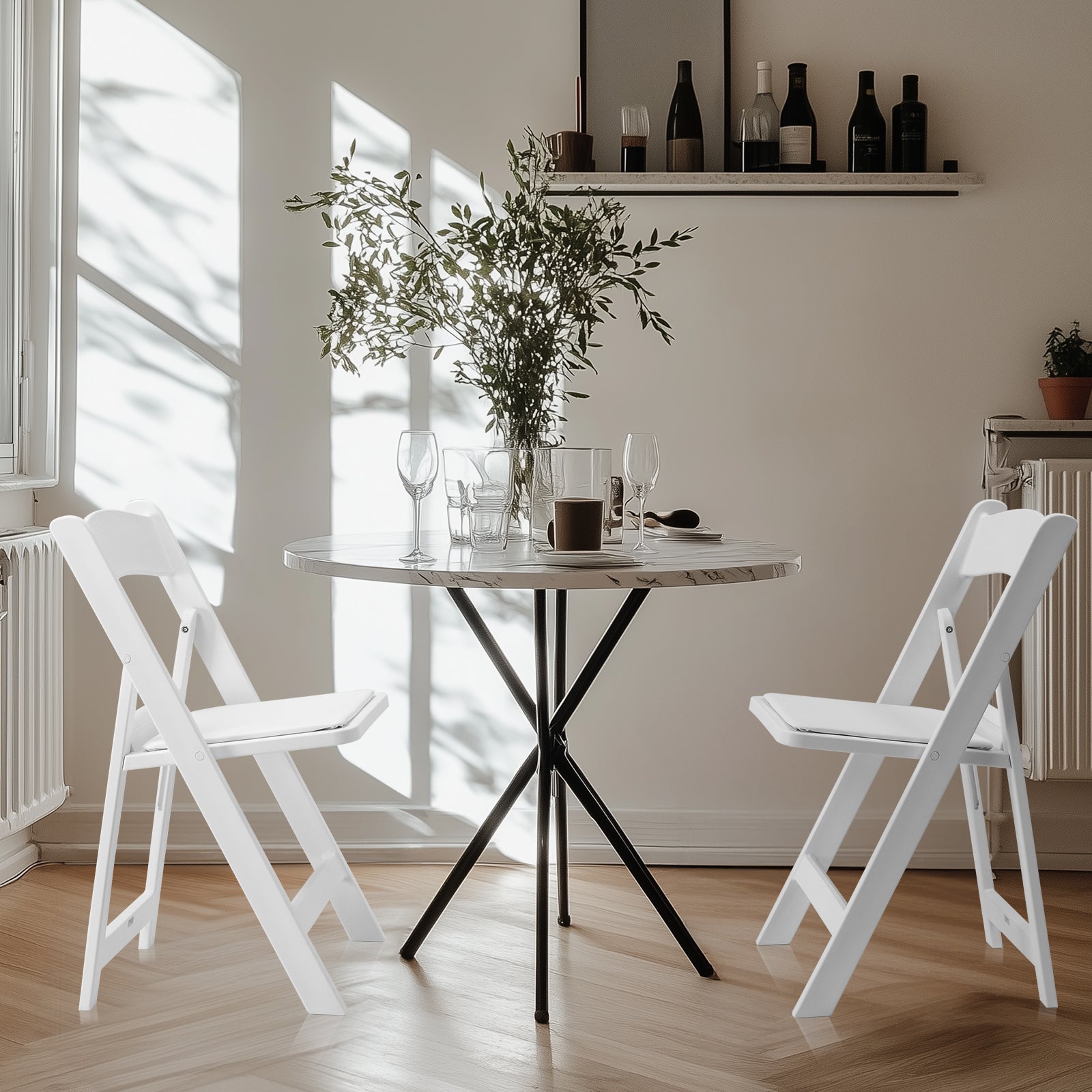HAOYYE Folding Chair, Resin Chair with Padded Seat, Comfortable Event Chair Indoor Outdoor for Home Event Party Picnic School Wedding, White soft cozy warm flannel fleece home decor luxury