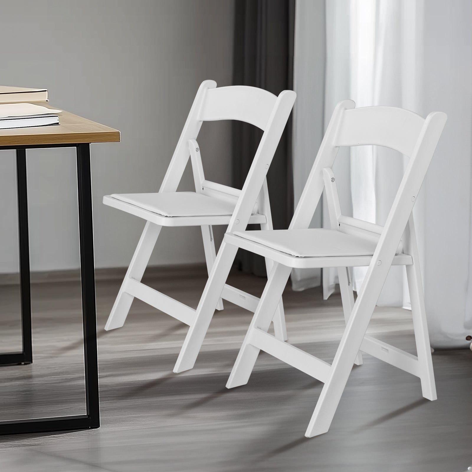 HAOYYE Folding Chair, Resin Chair with Padded Seat, Comfortable Event Chair Indoor Outdoor for Home Event Party Picnic School Wedding, White soft cozy warm flannel fleece home decor luxury