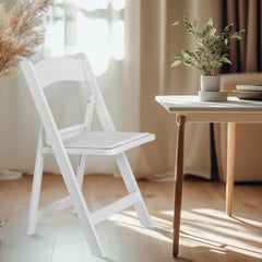 HAOYYE Folding Chair, Resin Chair with Padded Seat, Comfortable Event Chair Indoor Outdoor for Home Event Party Picnic School Wedding, White soft cozy warm flannel fleece home decor luxury