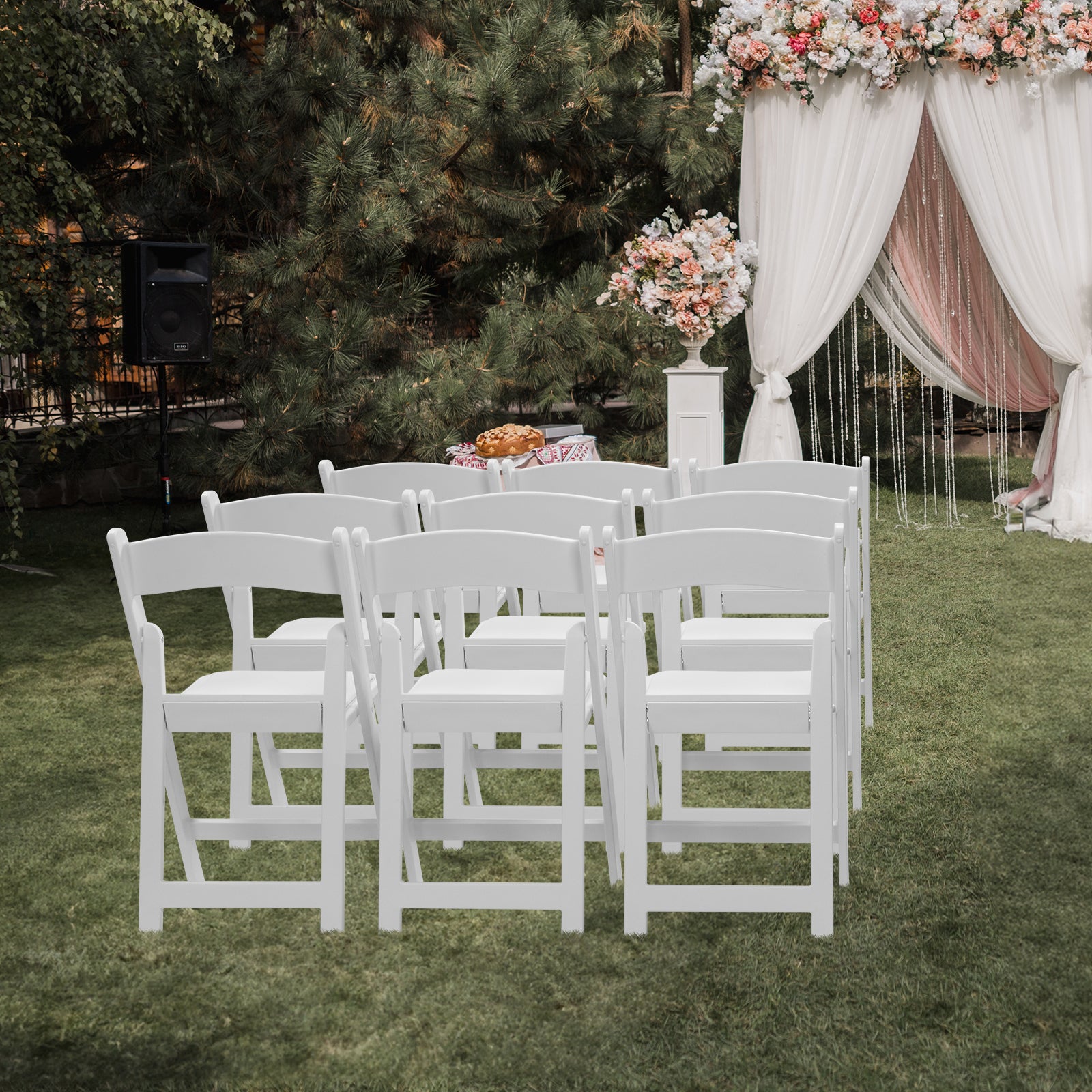 HAOYYE Folding Chair, Resin Chair with Padded Seat, Comfortable Event Chair Indoor Outdoor for Home Event Party Picnic School Wedding, White soft cozy warm flannel fleece home decor luxury