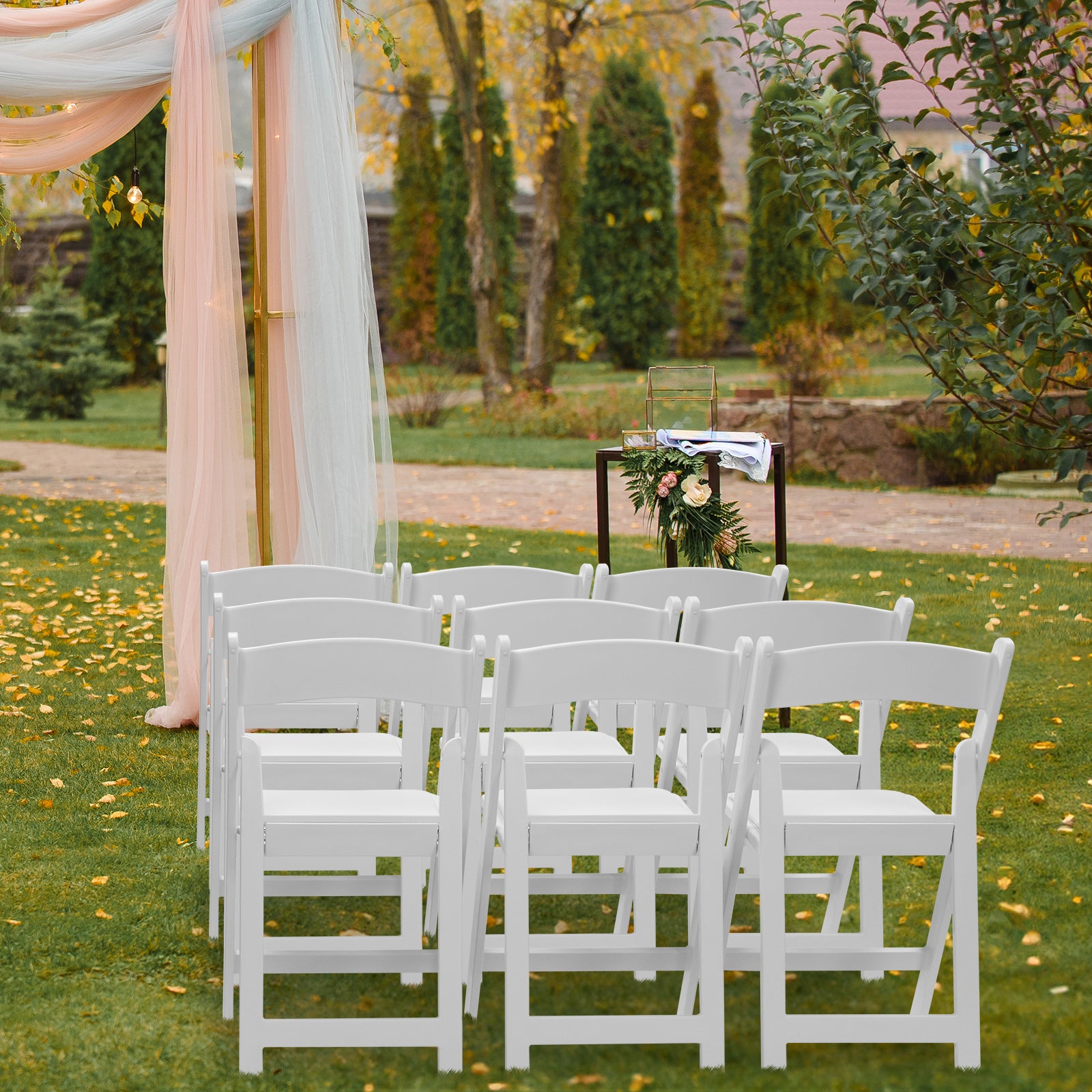 HAOYYE Folding Chair, Resin Chair with Padded Seat, Comfortable Event Chair Indoor Outdoor for Home Event Party Picnic School Wedding, White soft cozy warm flannel fleece home decor luxury