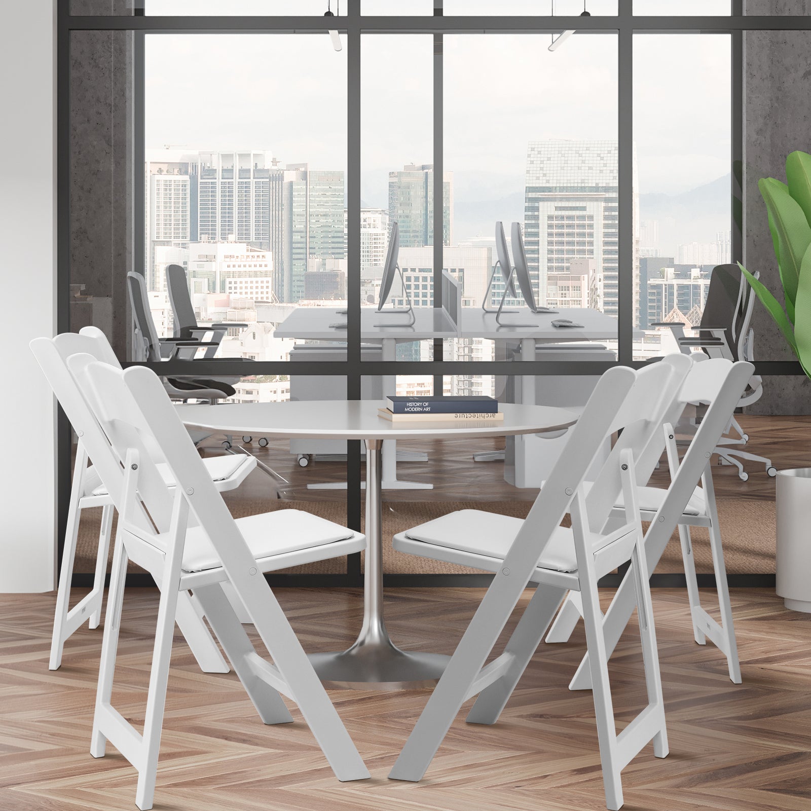 HAOYYE Folding Chair, Resin Chair with Padded Seat, Comfortable Event Chair Indoor Outdoor for Home Event Party Picnic School Wedding, White soft cozy warm flannel fleece home decor luxury