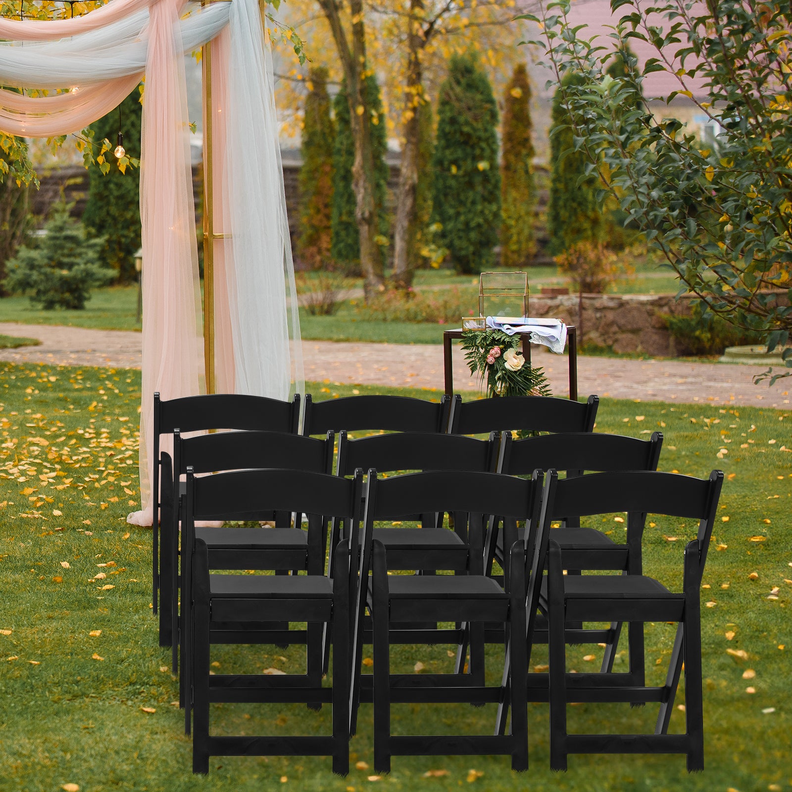 HAOYYE Folding Chair, Resin Chair with Padded Seat, Comfortable Event Chair Indoor Outdoor for Home Event Party Picnic School Wedding, Black soft cozy warm flannel fleece home decor luxury