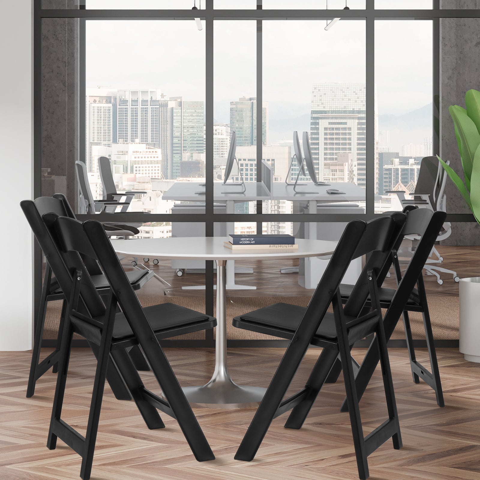 HAOYYE Folding Chair, Resin Chair with Padded Seat, Comfortable Event Chair Indoor Outdoor for Home Event Party Picnic School Wedding, Black soft cozy warm flannel fleece home decor luxury