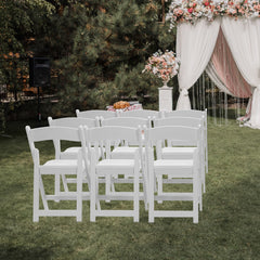 HAOYYE 4 Pack Folding Chairs, Resin Chairs with Padded Seat, Comfortable Event Chairs for Indoor & Outdoor Use, Perfect for Home, Party, Picnic, School, Wedding, White, Soft Cozy Warm Flannel Fleece Home Decor, Luxury