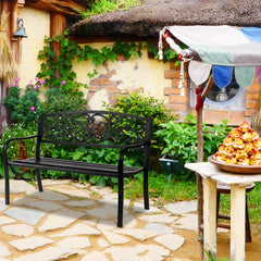 HAOYYE Outdoor Iron Courtyard Park Leisure Bench, Durable Decorative Seating for Gardens, Patios, or Pathways