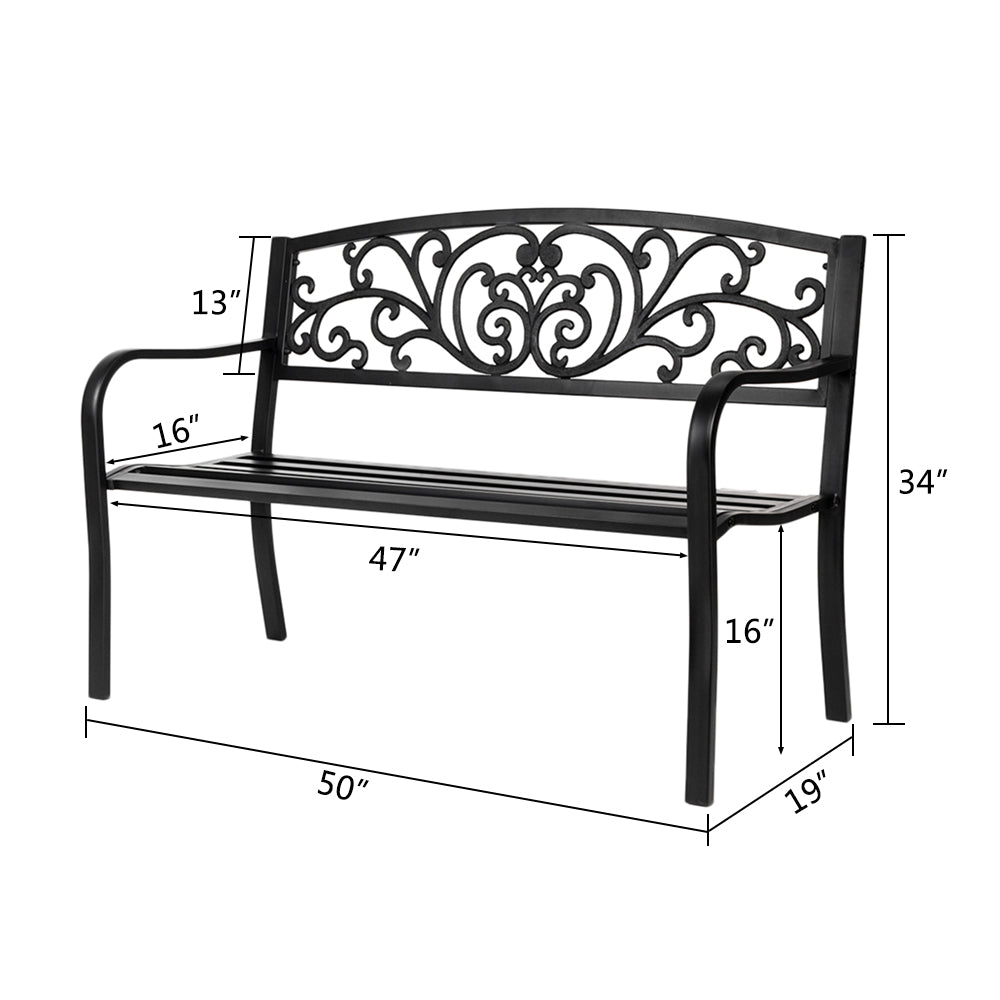 HAOYYE Outdoor Iron Courtyard Park Leisure Bench, Durable Decorative Seating for Gardens, Patios, or Pathways