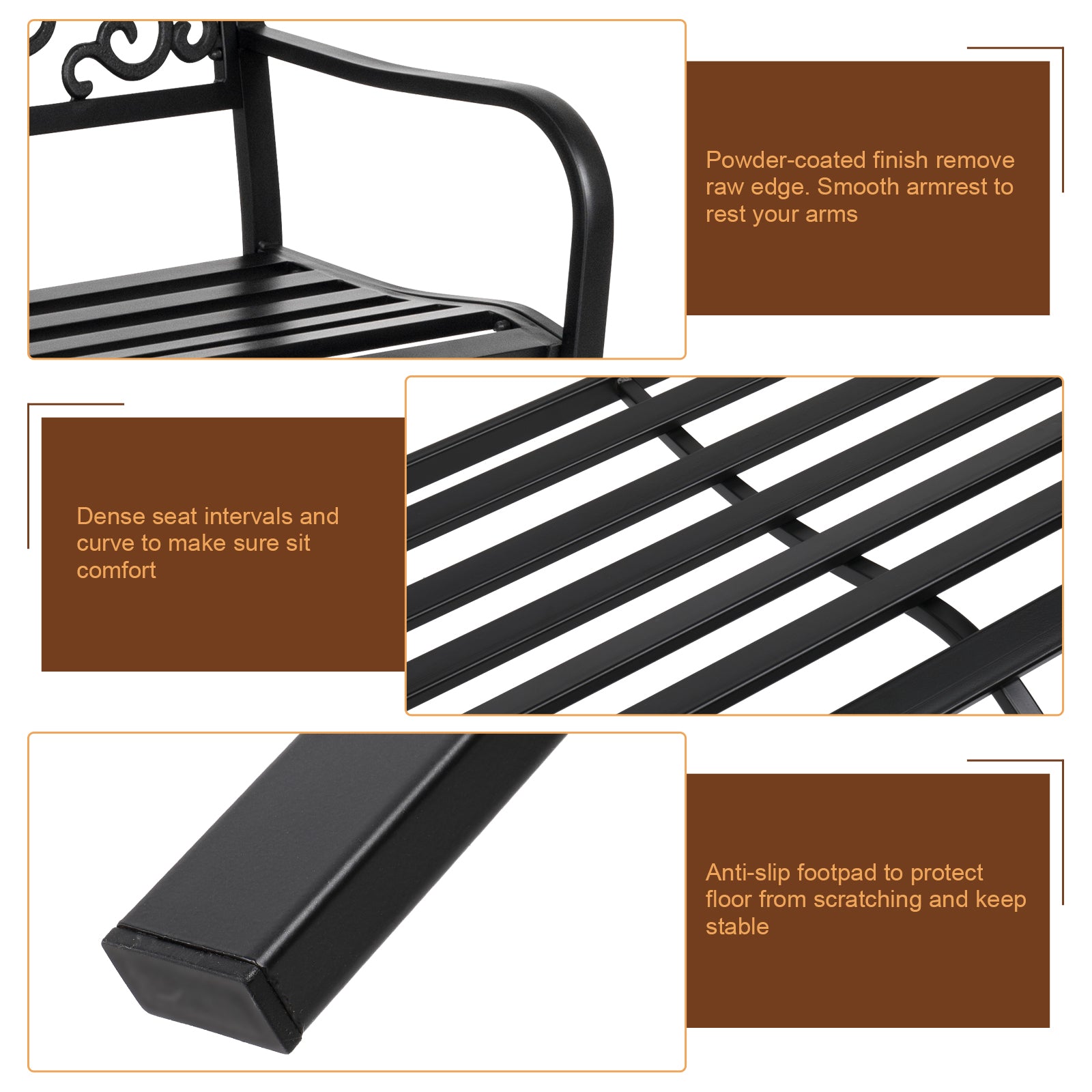 HAOYYE Outdoor Iron Courtyard Park Leisure Bench, Durable Decorative Seating for Gardens, Patios, or Pathways