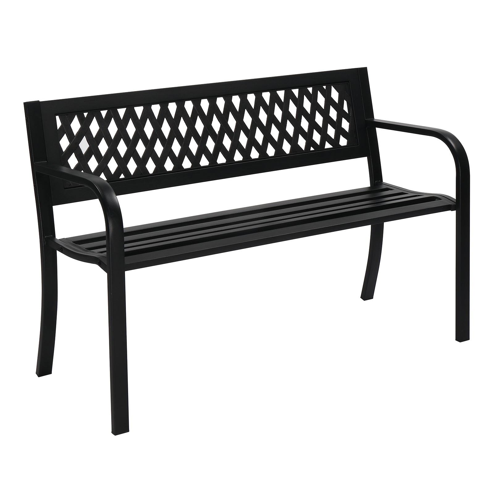 HAOYYE Outdoor PVC Mesh Backrest Iron Bench, Sturdy & Comfortable Seating for Gardens, Patios, and Pathways