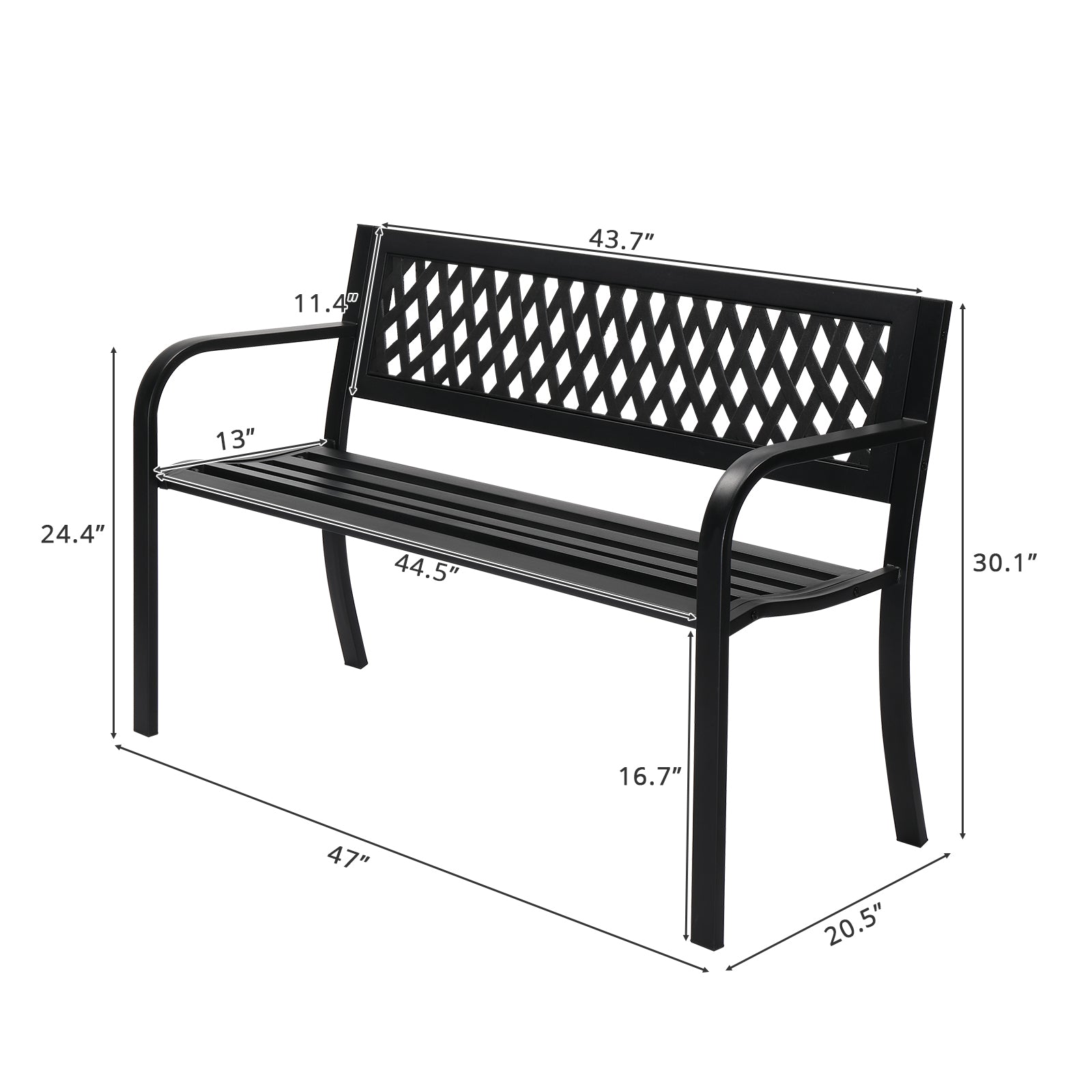 HAOYYE Outdoor PVC Mesh Backrest Iron Bench, Sturdy & Comfortable Seating for Gardens, Patios, and Pathways
