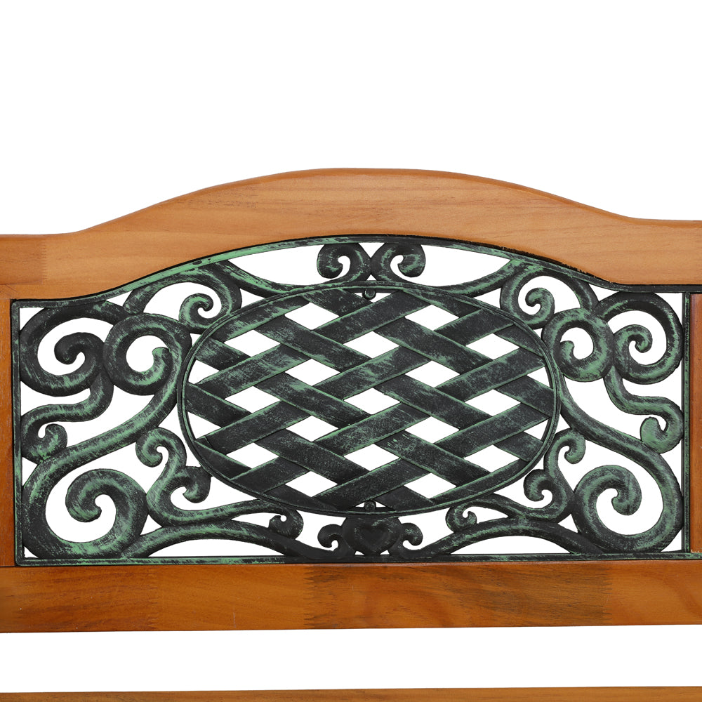 HAOYYE Outdoor Garden Bench with Hardwood Slats and Cast Iron Frame, Sturdy and Stylish Design for Patio, Park, and Backyard Use