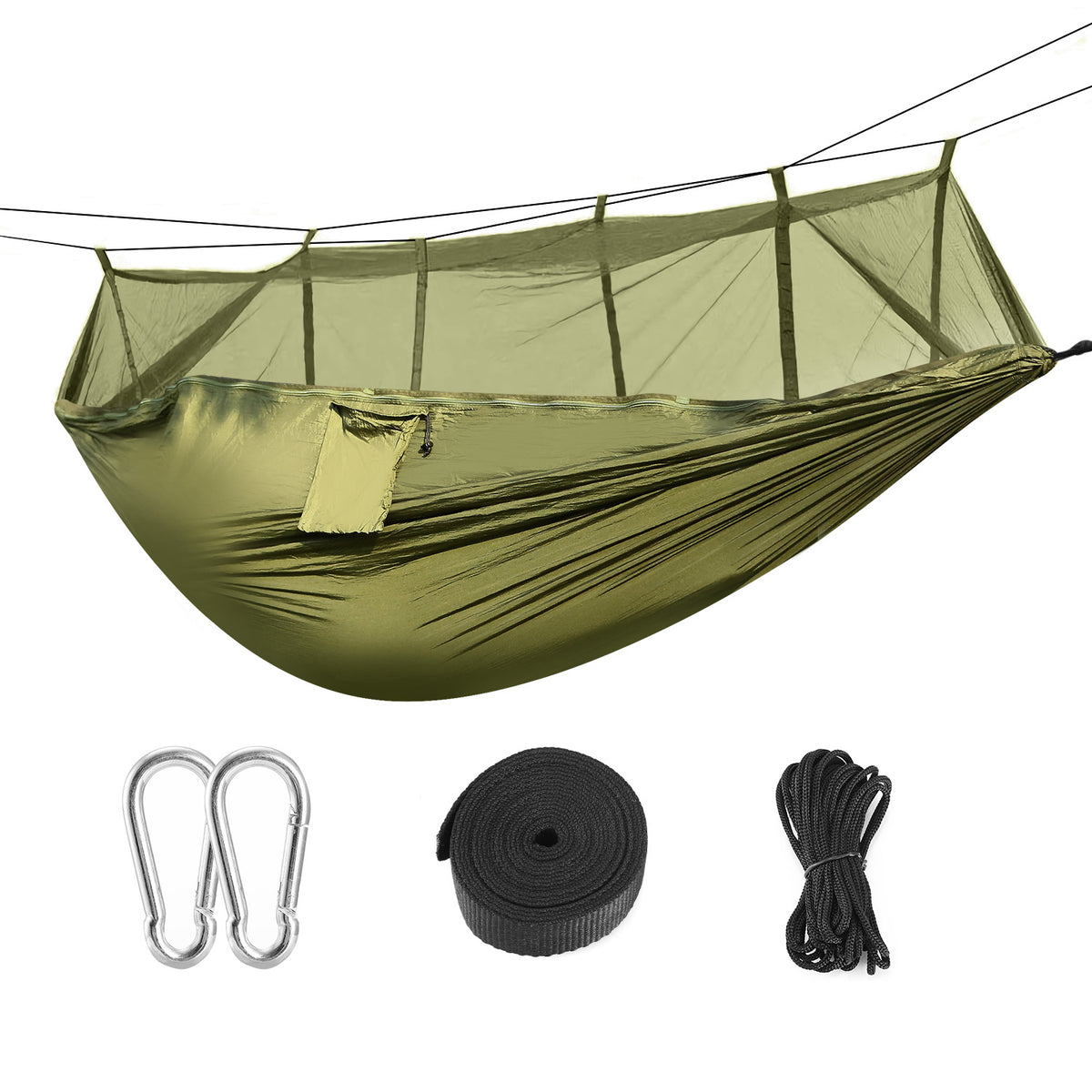 HAOYYE Portable Double Camping Hammock with Mosquito Net Heavy Duty Nylon Swing Bed for 2 Persons 600lbs Load Outdoor Hiking Relaxation with Strap Hooks and Carrying Bag Easy Setup and Durable