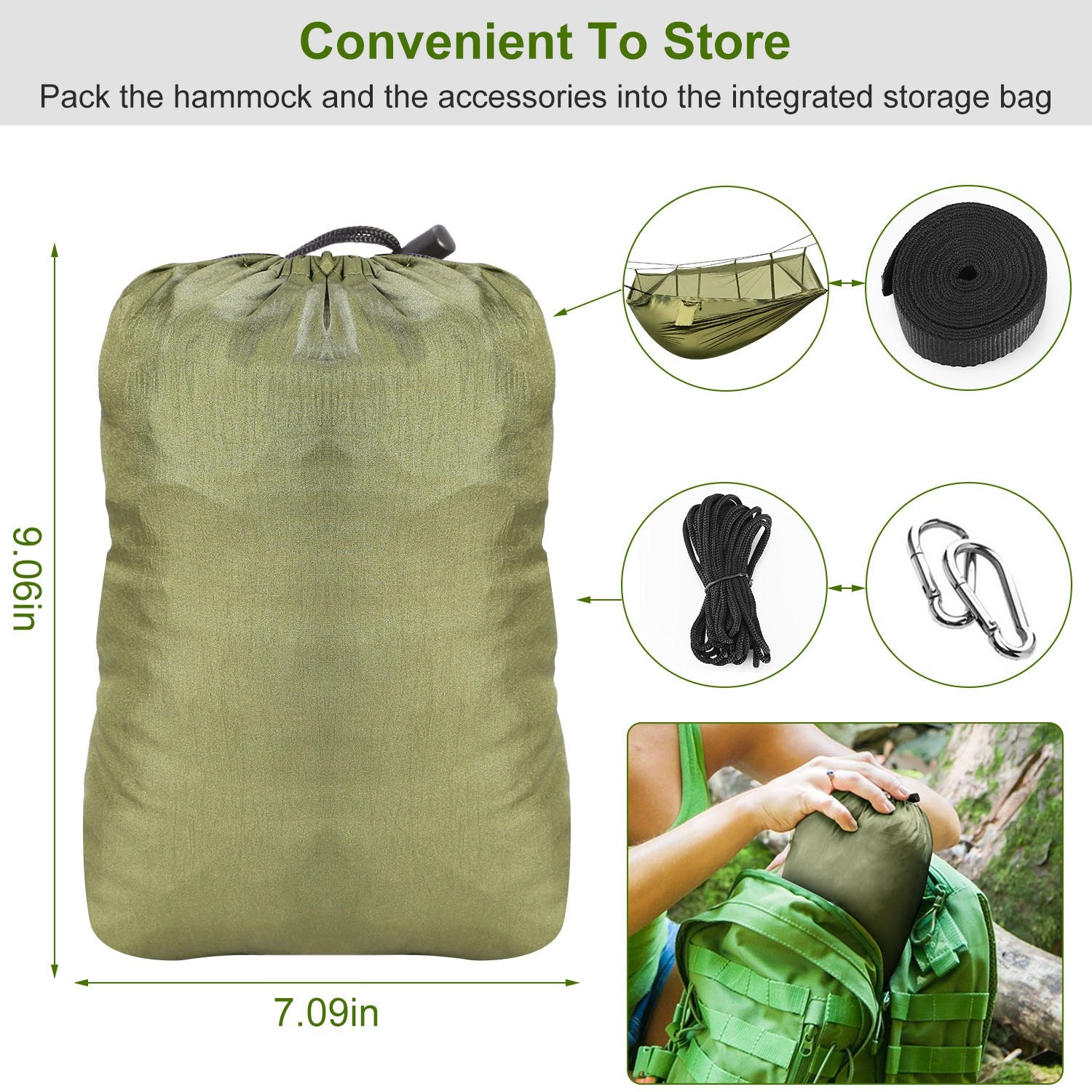 HAOYYE Portable Double Camping Hammock with Mosquito Net Heavy Duty Nylon Swing Bed for 2 Persons 600lbs Load Outdoor Hiking Relaxation with Strap Hooks and Carrying Bag Easy Setup and Durable