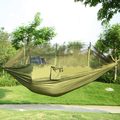 HAOYYE Portable Double Camping Hammock with Mosquito Net Heavy Duty Nylon Swing Bed for 2 Persons 600lbs Load Outdoor Hiking Relaxation with Strap Hooks and Carrying Bag Easy Setup and Durable