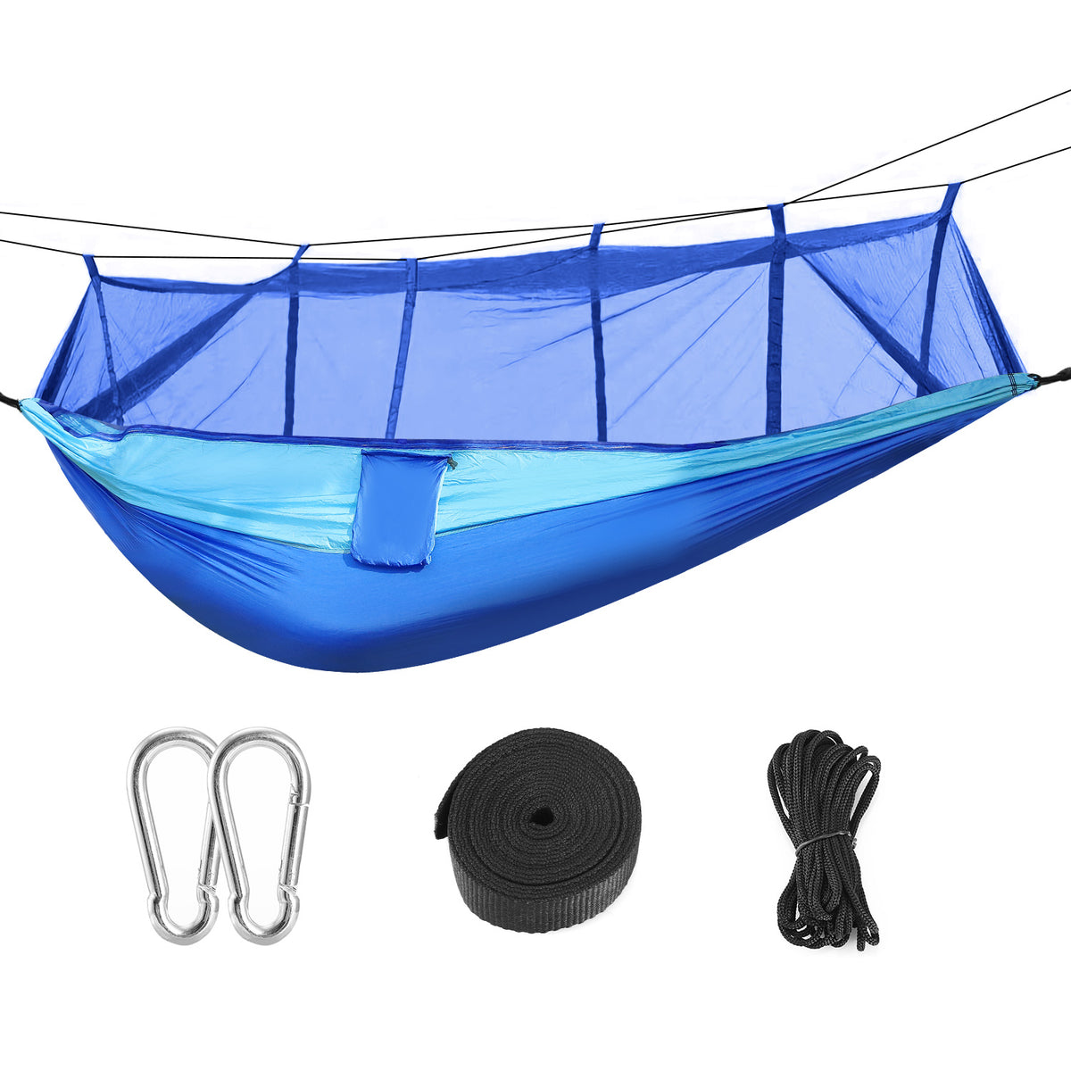 HAOYYE Portable Double Camping Hammock with Mosquito Net for 2 Persons Heavy Duty Nylon Swing Hanging Bed 600lbs Load for Outdoor Hiking Backpacking Travel Relaxing with Strap Hooks and Carry Bag