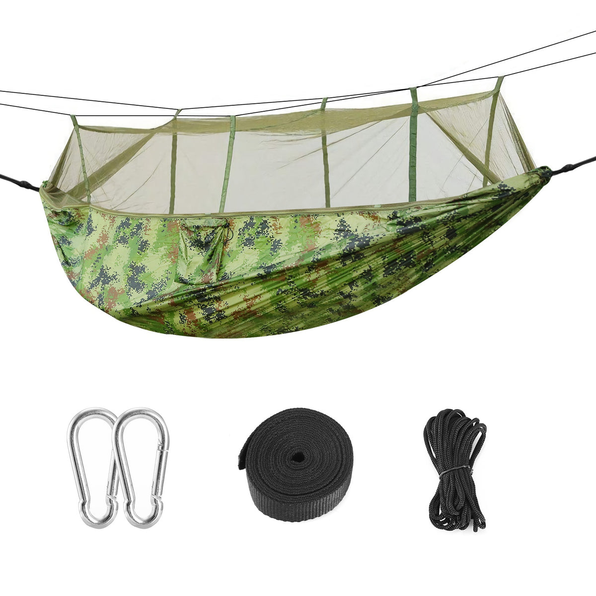 HAOYYE Portable Double Camping Hammock with Mosquito Net Heavy Duty Nylon Swing Bed for 2 Persons 600lbs Load Outdoor Hiking Relaxing Hanging Bed with Strap Hooks and Carry Bag Easy Setup Durable and Lightweight