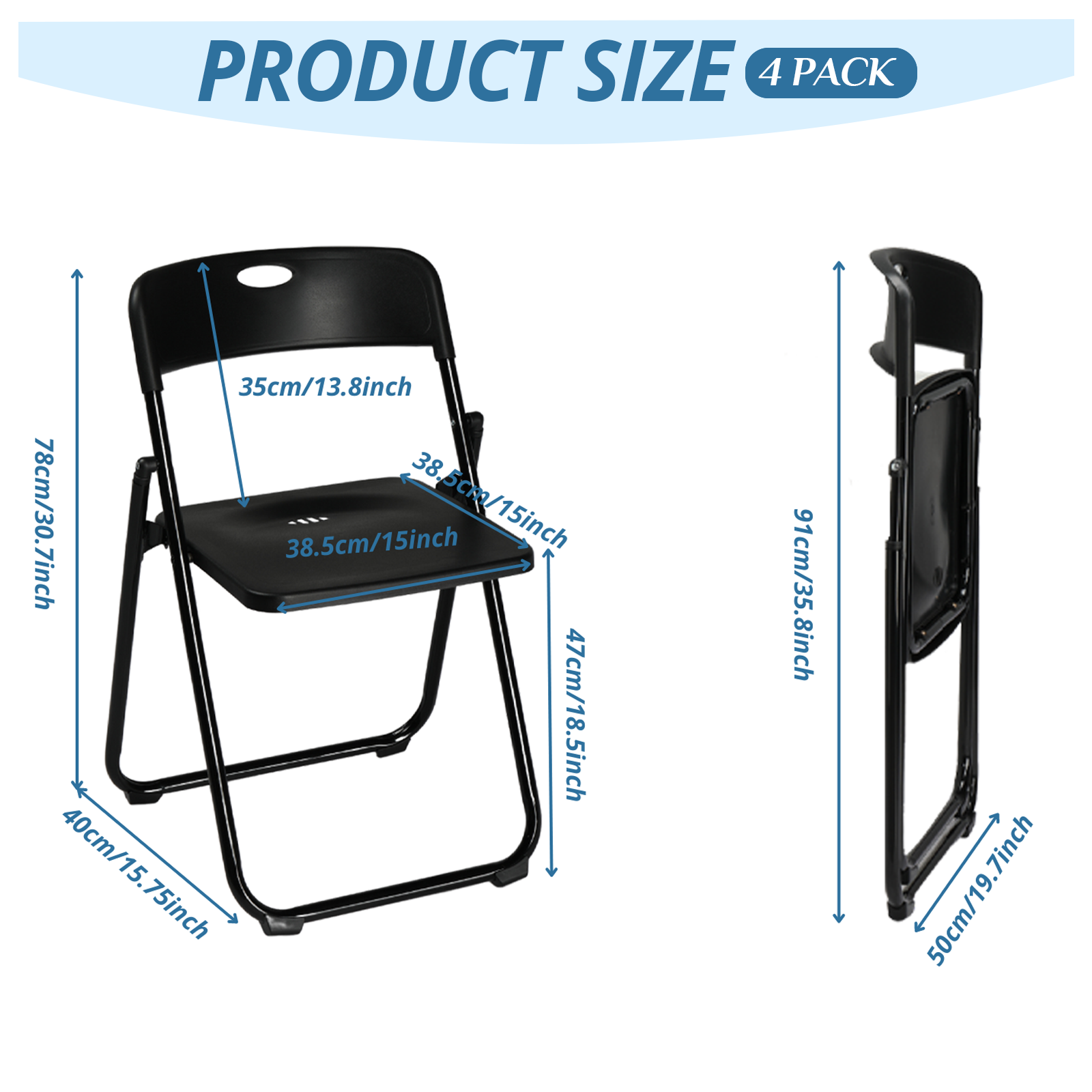 HAOYYE 4 Pack Plastic Folding Chairs, Stackable Commercial Chairs, Portable Event Seats Indoor Outdoor for Home Event Party Picnic School Wedding, Black soft cozy warm flannel fleece home decor